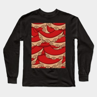 Red Octopus Tentacle Patterns Long Sleeve T-Shirt